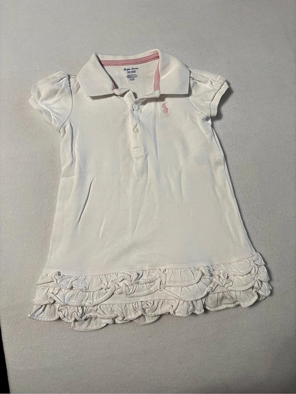 Ralph Lauren Ruffled Polo Dress & Bloomer Girls 18 months White